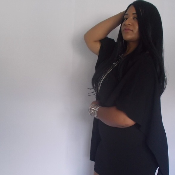 Black Cape Dress - Picture 2 of 4