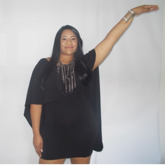 Black Cape Dress - Picture 3 of 4