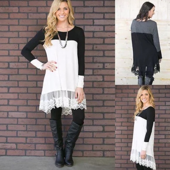 Lace Trim Tunic Dress - Picture 2 of 4