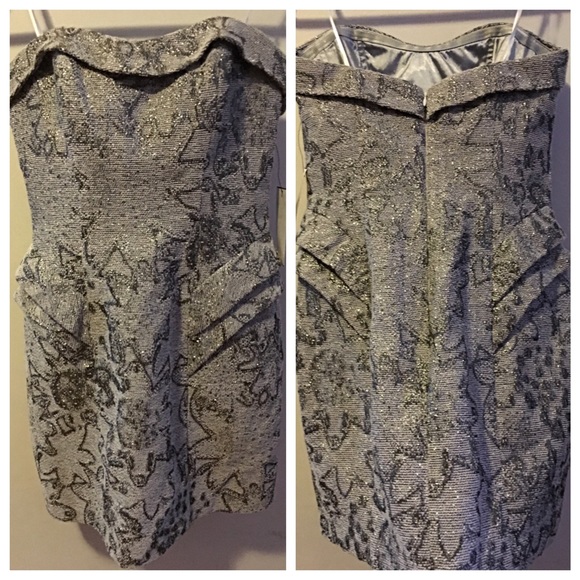 ABS A.B.S Allen Schwartz metallic strapless dress