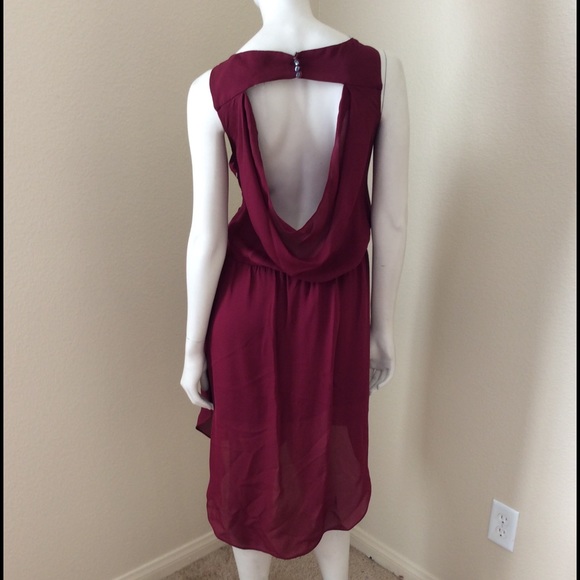 Haute Hippie Maroon Draped Back Dress - Picture 3 of 7