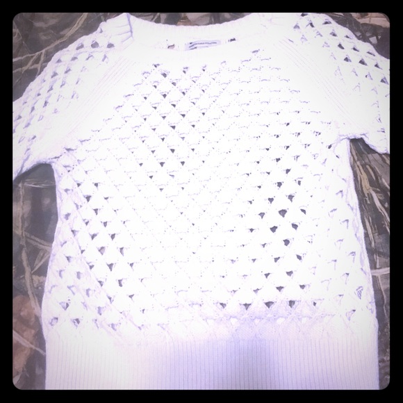 White crochet sweater