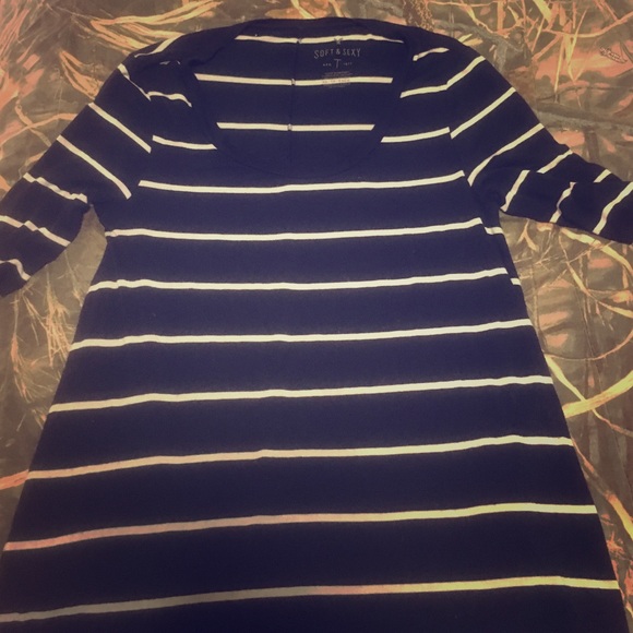 Navy blue and white striped tee