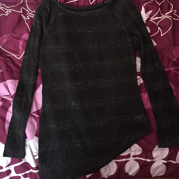 Black asymmetrical striped top!