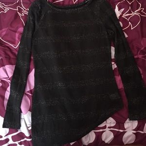 Black asymmetrical striped top!