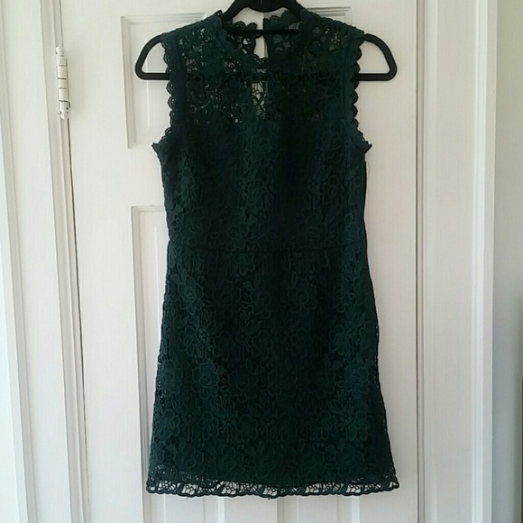 *Green lace overlay dress