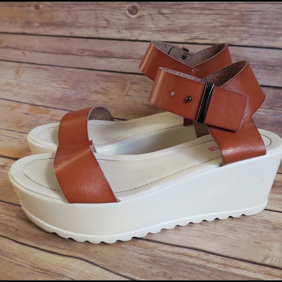 JustFab Shoes - Cognac ankle strap platform sandals