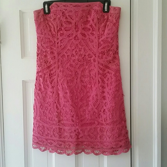 *Lilly Pulitzer bright pink strapless lace dress