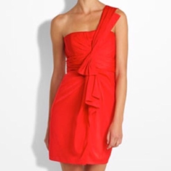 BCBGMAXAZRIA Red Palais One Shoulder Dress 2