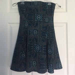 Strapless Blue Paisley Dress