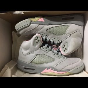 Air Jordan 5 - women's pink, gray, silver