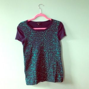 Ann Taylor leopard print knit sweater tshirt