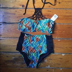 NWT | colorful high waisted bikini | size M