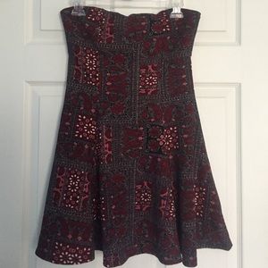 Strapless Red Paisley Dress