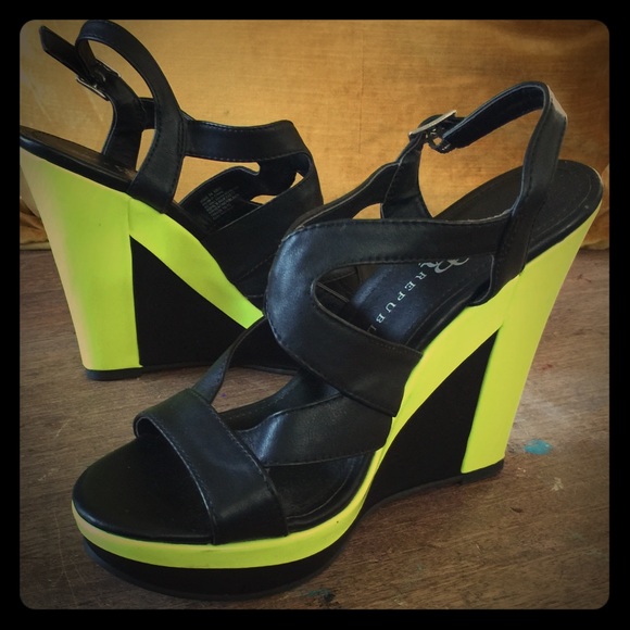 Neon yellow and black heels