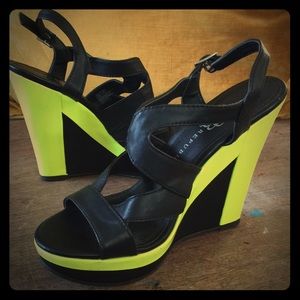 Neon yellow and black heels
