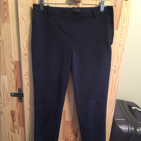 Navy skinny cropped trousers Zara