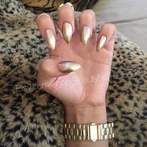 Gold stiletto press on nails