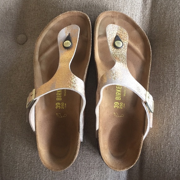 gold thong Birkenstock