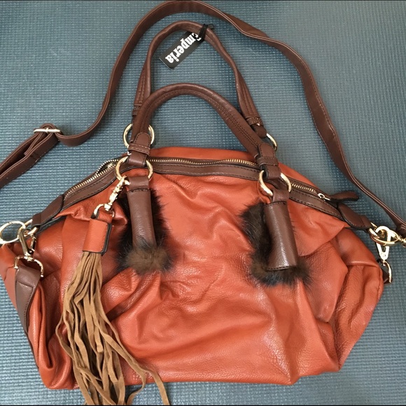 Pumpkin Brown Purse with Faux Fur Trim. NWT
