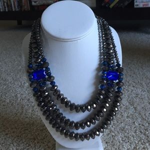 Blue and grey 3 strand necklace