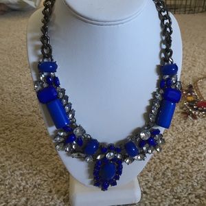 Blue and crystal statement necklace
