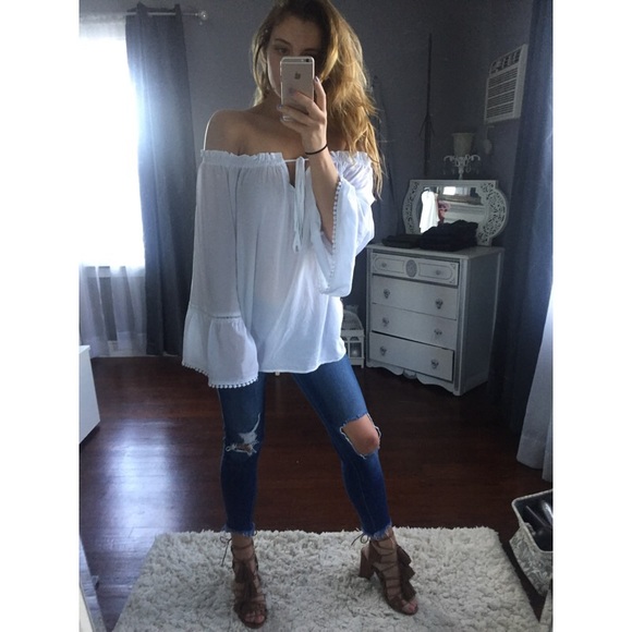 Boho shoulder-less top - Picture 2 of 4