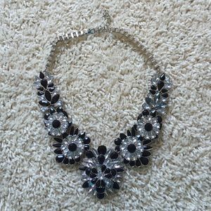 Large black and clear stone statement necklace