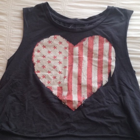 Heart shaped American flag cropped top