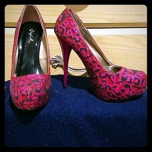 Pink and black pumps