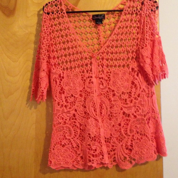 Knitted lace short sleeve cardigan - Picture 1 of 2