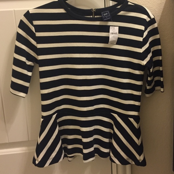 GAP Tops - NWT Gap Peplum striped 3/4 length sleeve shirt
