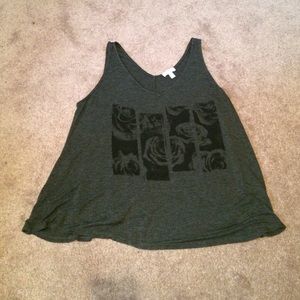 Grey rose tank top