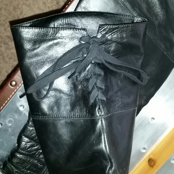 Women Thigh High Boots Full Zipper Faux Leather Thick Block  Thigh high leather boots
