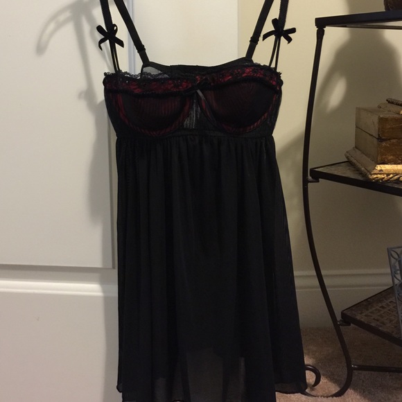 ❤️Sexy Black & Red Sheer Babydoll