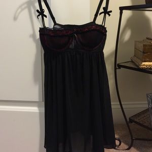 ❤️Sexy Black & Red Sheer Babydoll