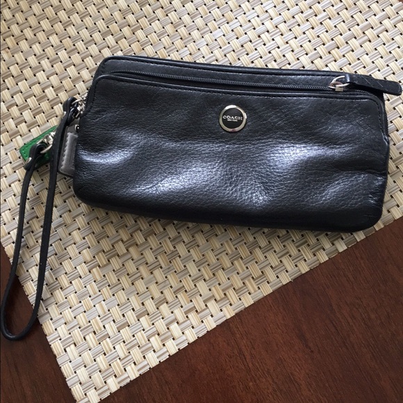 Authentic leather Coach Wristlet