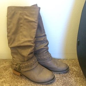 Gray/brown mid calf boots