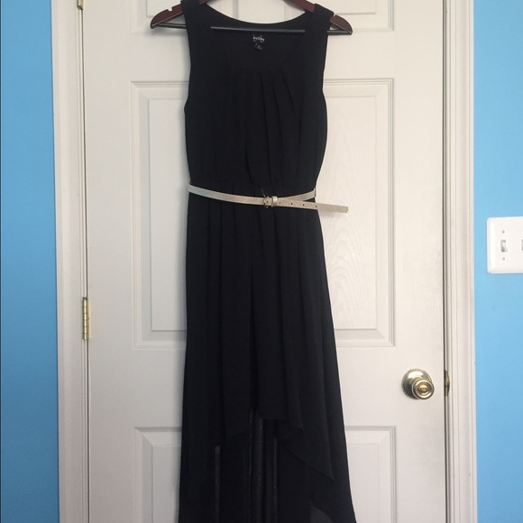 Black Belted Hi-Lo Dress