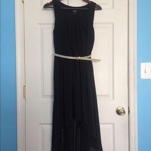 Black Belted Hi-Lo Dress