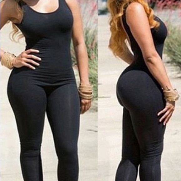 Plus Size Black Leotard Jumpsuit