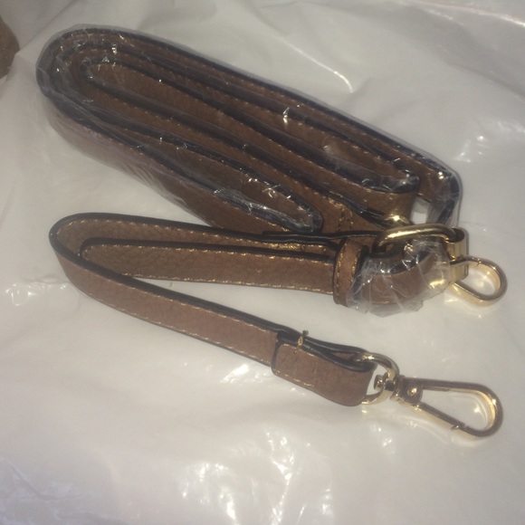 Brown Pebbled Leather  Bag Strap - Picture 1 of 3
