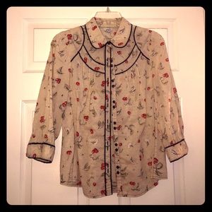 Adorable Anthropologie Cherry Button Down Blouse