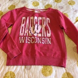 Faded Wisconsin Badger Crew Neck Sweatshirt