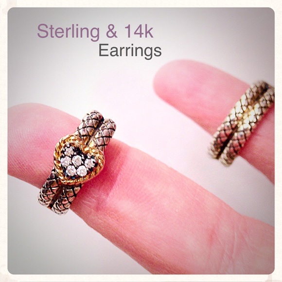 Sterling Earrings Jewelry - Sold 🔴FLASH Sterling Silver & 14k Small Hoops