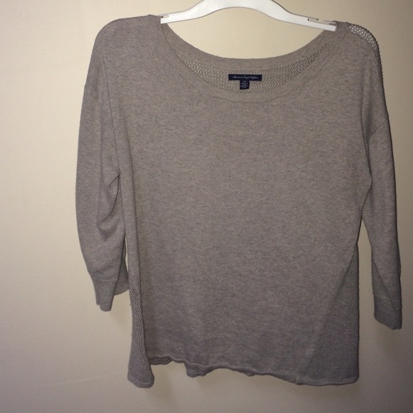 Tan crochet back shirt