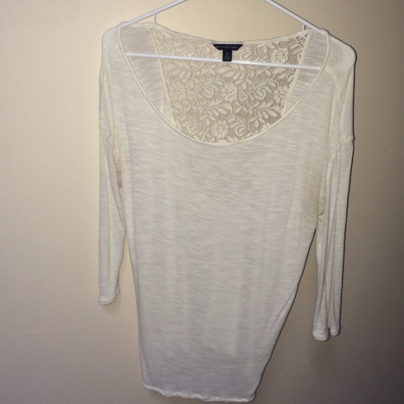 Cream lace back shirt