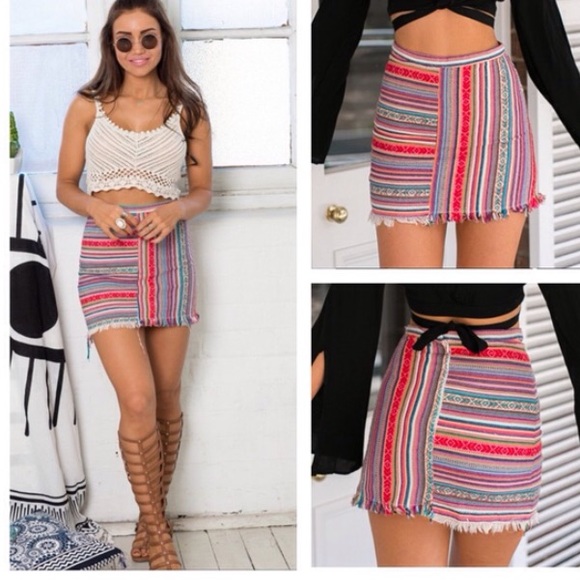 LAST ONE Festival Boho Colorful Spanish Mini Skirt - Picture 2 of 3