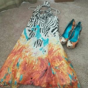 Boston Proper Halter Dress and size 9 shoe bundle
