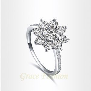 18k white gold plated snowflake ring